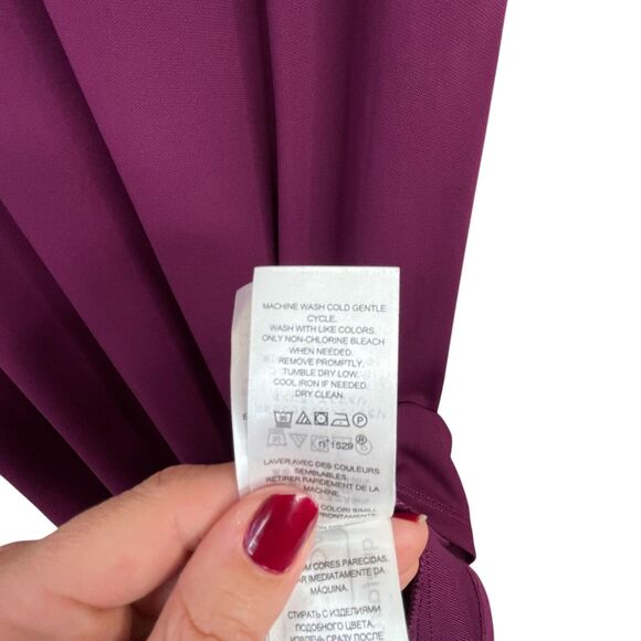 LAUREN Ralph Lauren Women's Twist-Front Jersey Dress Sz 16 Purple Midi A-Line - Picture 10 of 12